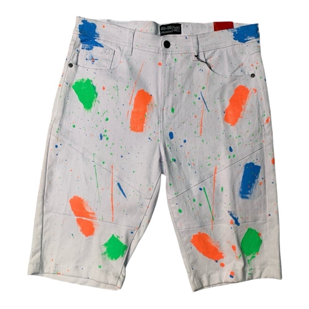Sz various Colorful Splatter Paint Men's jean Shorts